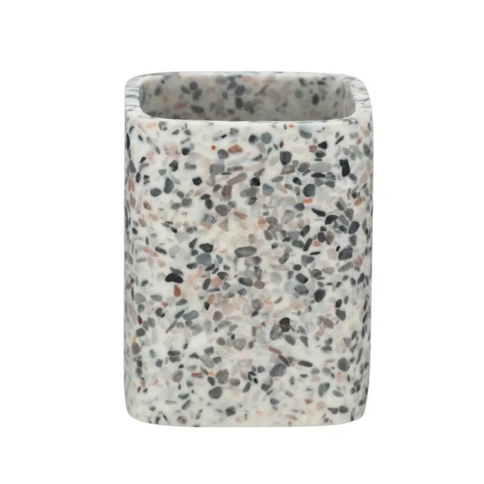 ЧАША ЗА ЧЕТКИ ЗА ЗЪБИ TERRAZZO БЯЛА/СИВА