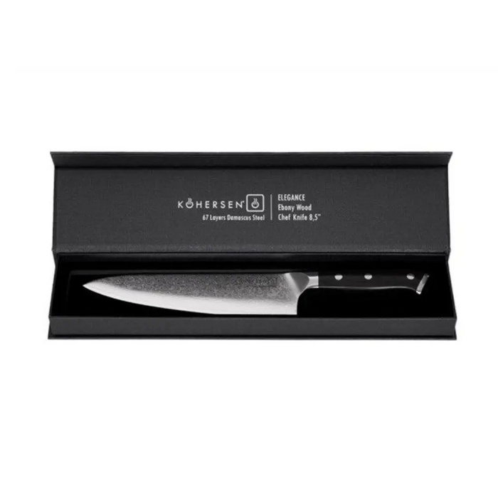 Chef Kohersen Elegance Ebony Wood Нож за готвач Дамаска