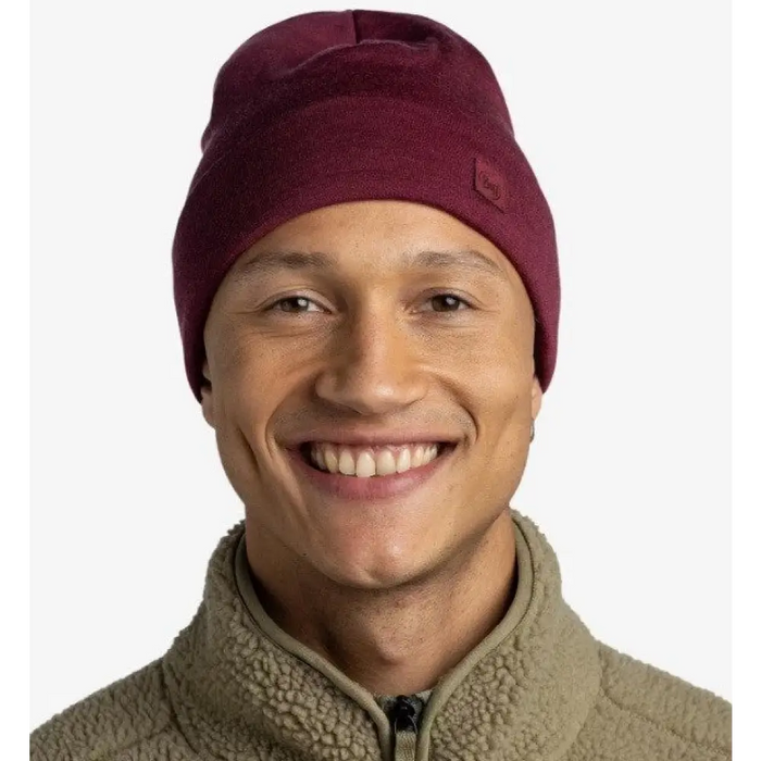 Червена шапка от мериносова вълна Buff Heavyweight