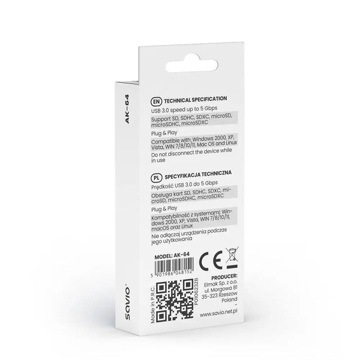 Четец на SD карти SAVIO USB 3.0 AK-64