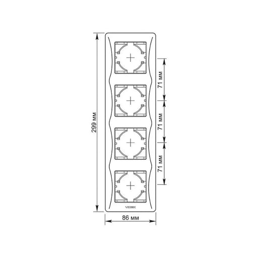 ЧЕТВОРНА ВЕРТИКАЛНА РАМКА VF-BNFR4V-BG BINERA VIDEX - ГРАФИТ