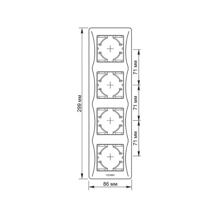 ЧЕТВОРНА ВЕРТИКАЛНА РАМКА VF-BNFR4V-BG BINERA VIDEX - ГРАФИТ