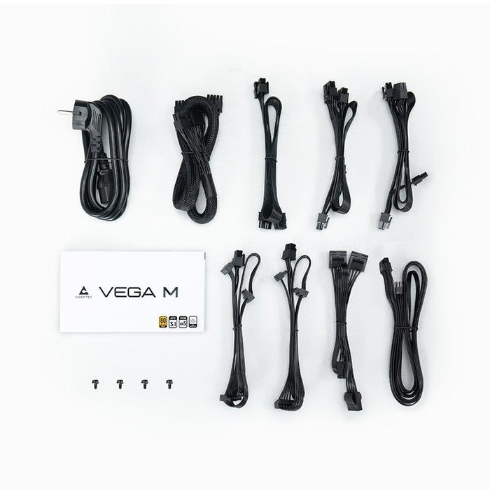 Захранващ блок Chieftec Vega PPG-1000-C, 1000 W, 24-пинов, ATX, ATX, бял