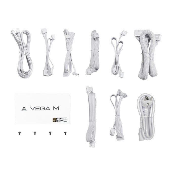 Захранващ блок Chieftec Vega PPG-1000-CW, 1000 W, 24-пинов, ATX, ATX, бял
