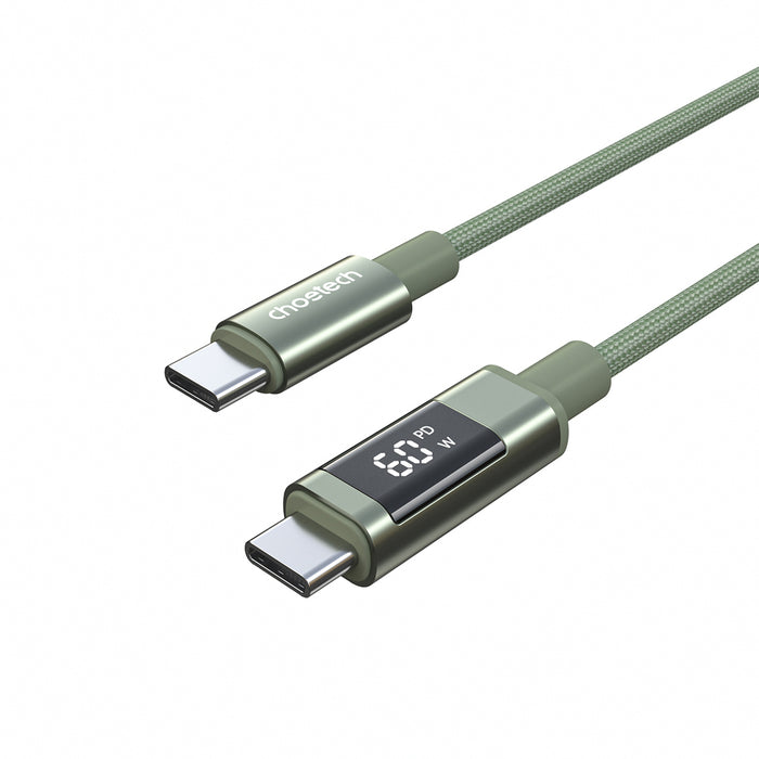 PD60W USB-C към USB-C цифров дисплей 1.2m найлонов кабел - зелен