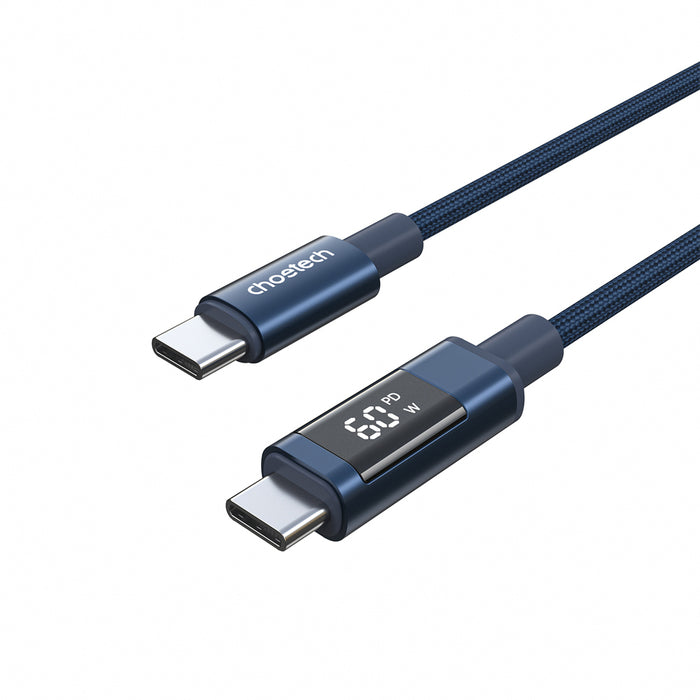 PD60W USB-C към USB-C цифров дисплей 1.2m найлонов кабел - син