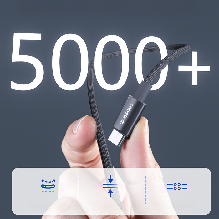 PD60W USB-C към USB-C цифров дисплей 1.2m найлонов кабел - черен