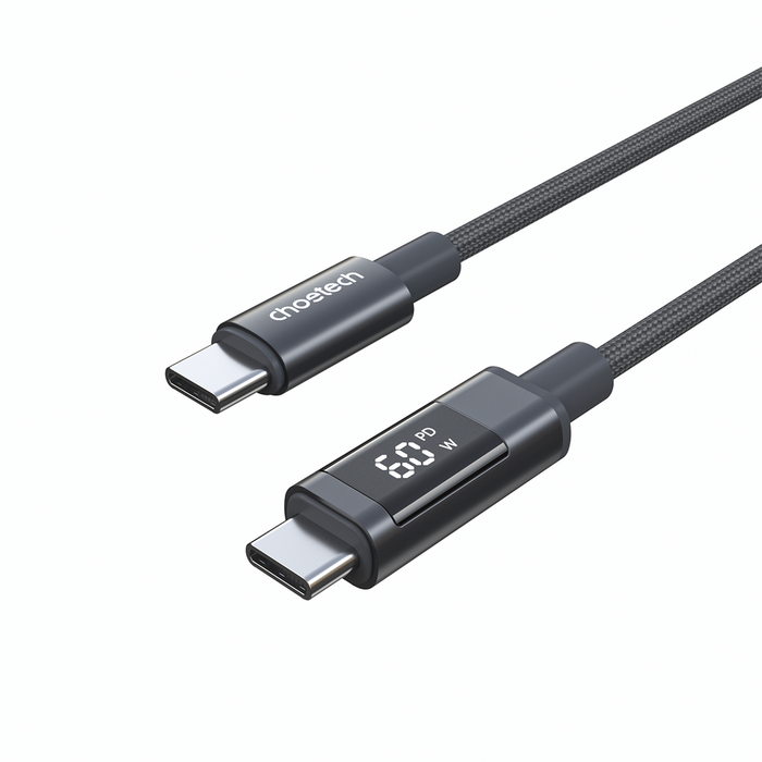 PD60W USB-C към USB-C цифров дисплей 1.2m найлонов кабел - черен