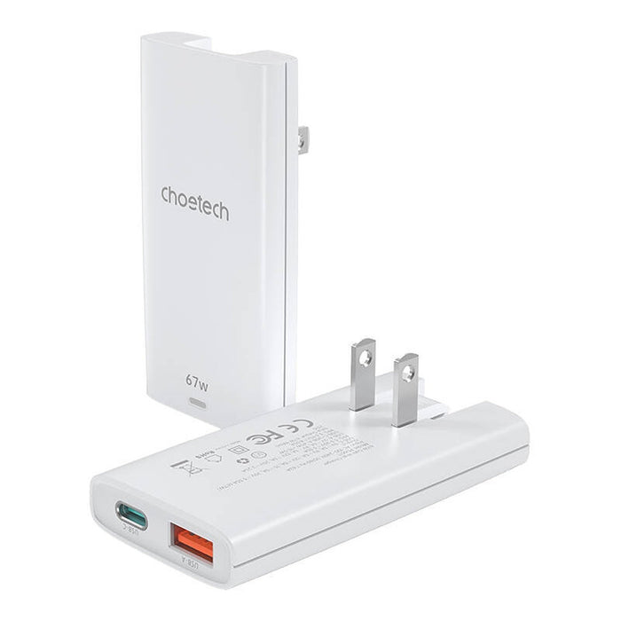 Зарядно за стена Choetech PD6011 65W GaN Ultra USB-C + USB-A - бяло