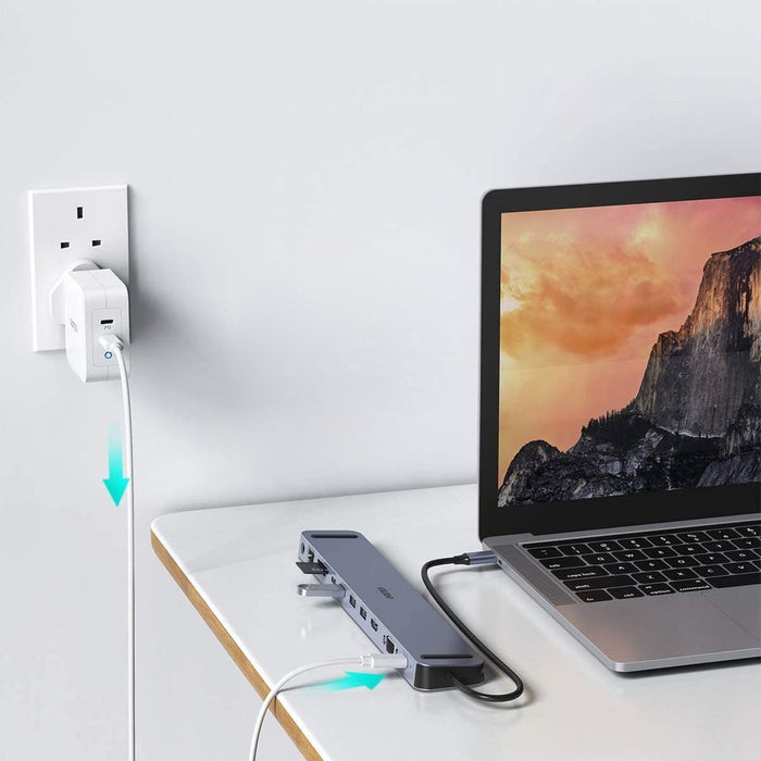 Докинг станция Choetech многофункционален адаптер HUB USB Typ C 11в1 100W PD сив (HUB-M20)