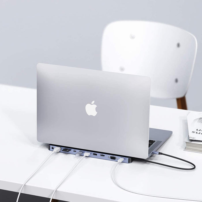Докинг станция Choetech многофункционален адаптер HUB USB Typ C 11в1 100W PD сив (HUB-M20)