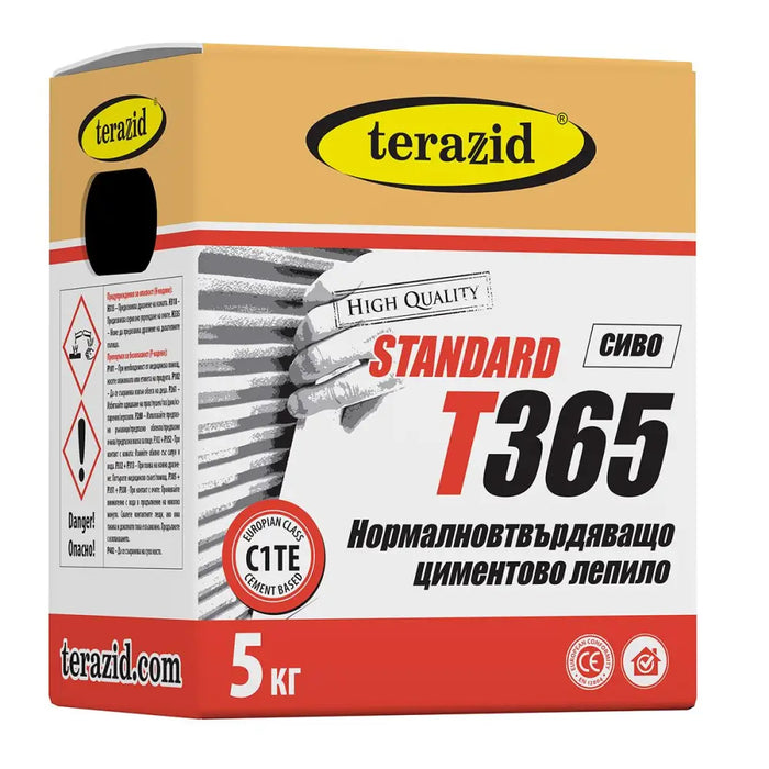 ЦИМЕНТОВО ЛЕПИЛО STANDART T365 5КГ СИВО