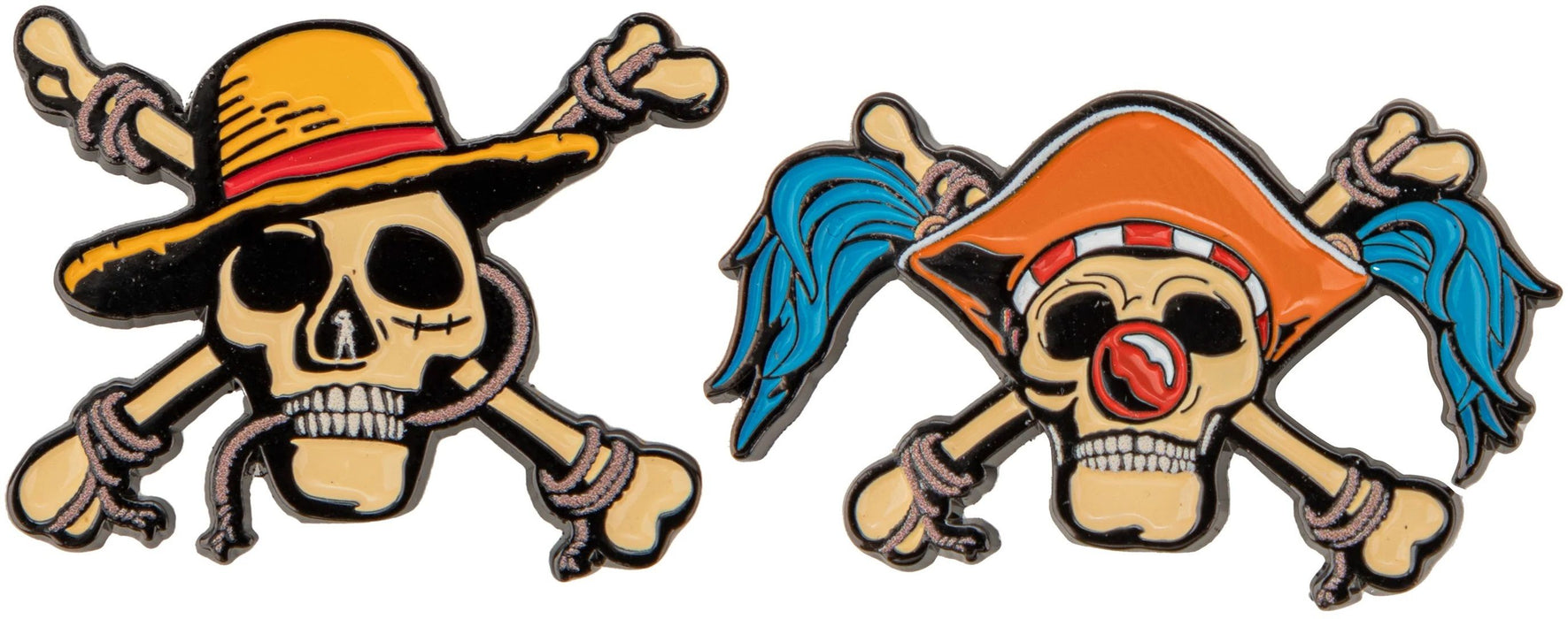 Комплект значки Cine Replicas Animation: One Piece - Luffy & Buggy Skulls