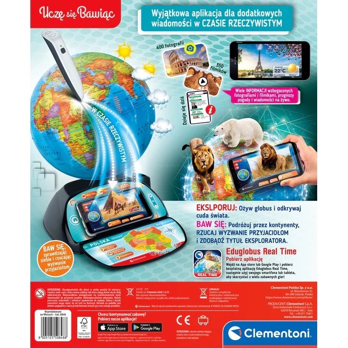 Комплект Clementoni – Интерактивен Eduglobus в реално време