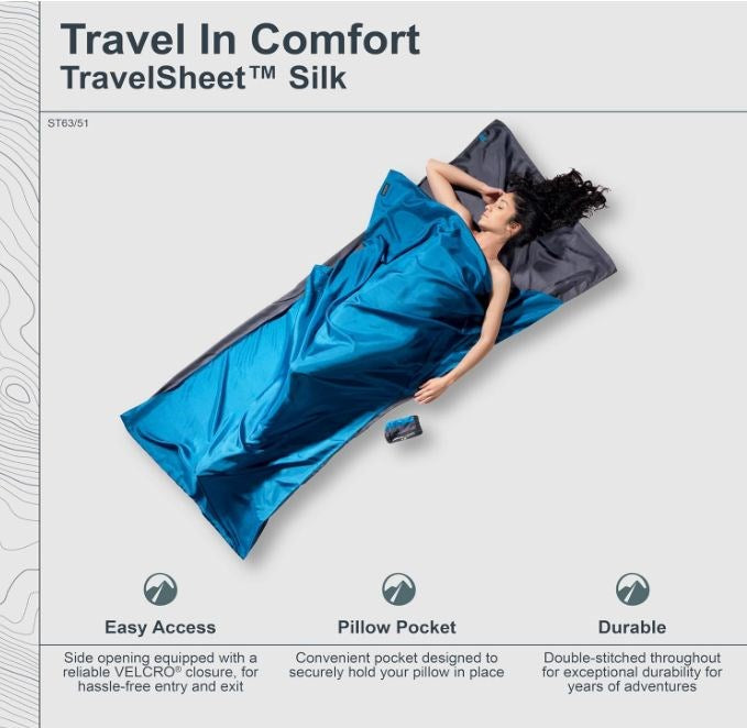 Cocoon TravelSheet правоъгълен спален чувал, памук, син