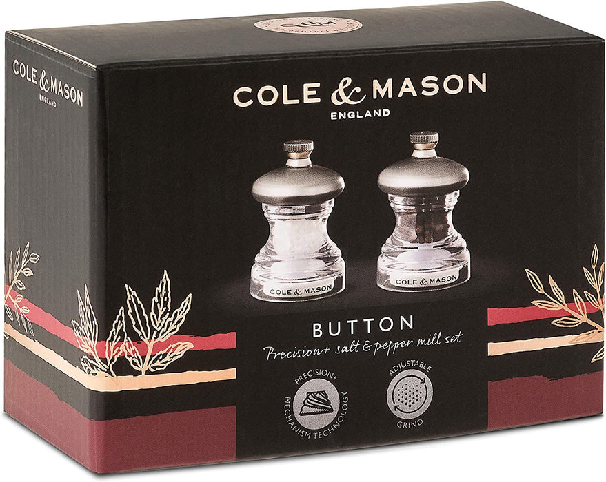 Комплект мелнички за сол и пипер Cole & Mason - Button, 6.5 cm