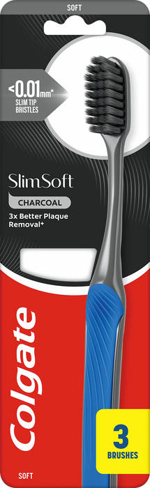 Четка за зъби Slim Soft Charcoal, мека, 3 бр