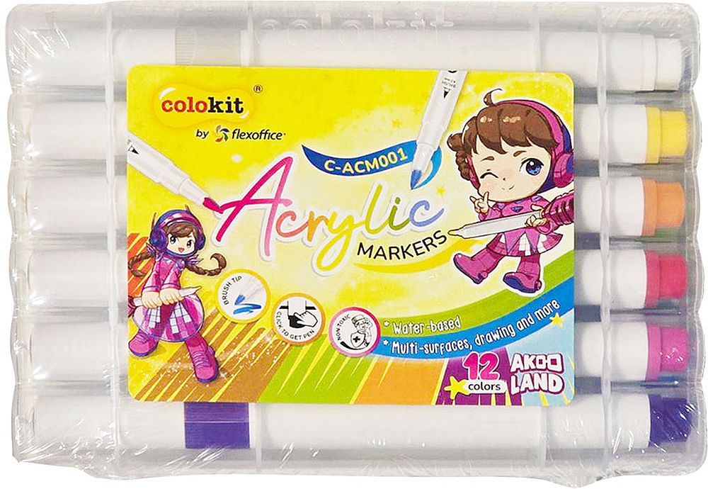 Комплект акрилни маркери Colokit - 12 цвята