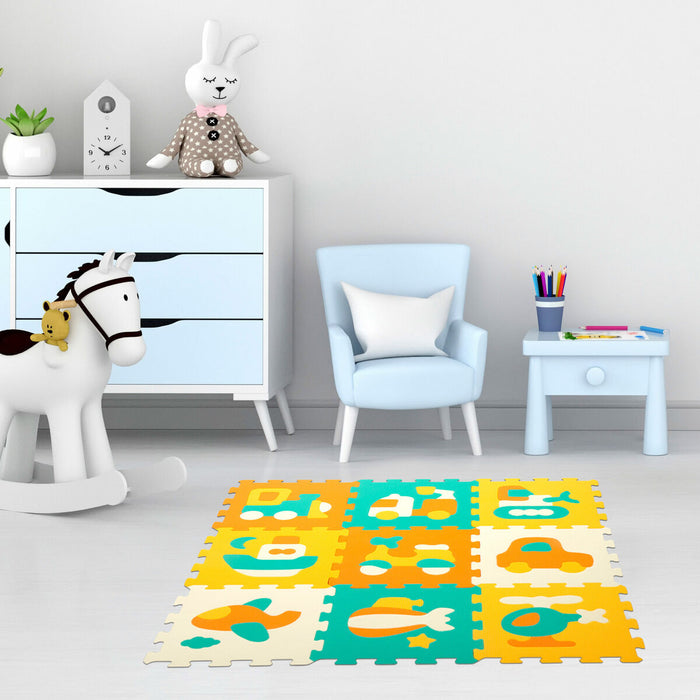 Килим Пъзел Colorbaby Многоцветен Пластмаса EVA 90 x 90 cm Превозни Средства 9 Части (4 броя)