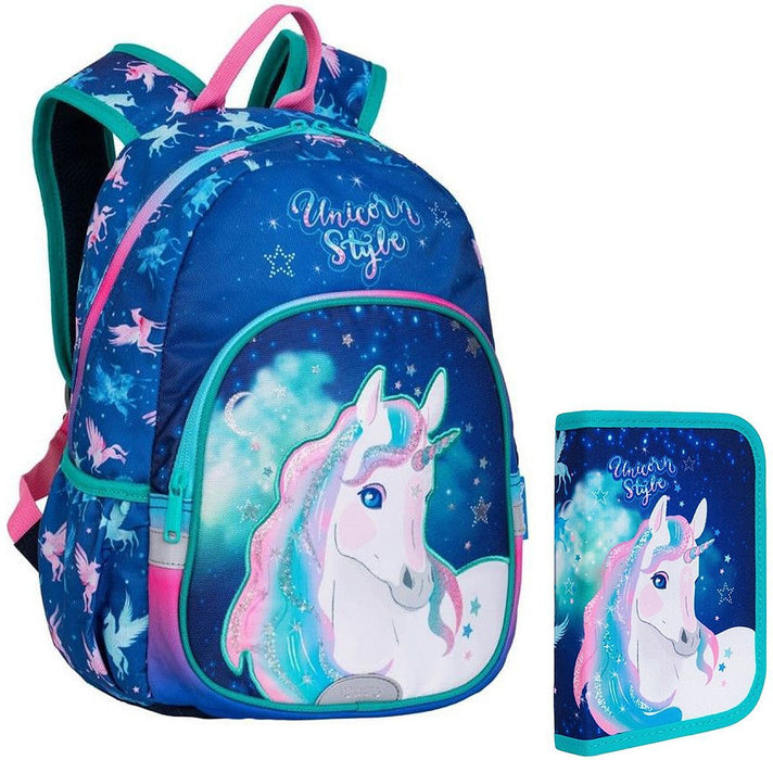 Ученически комплект Colorino Unicorn - Раница за детска градина и несесер