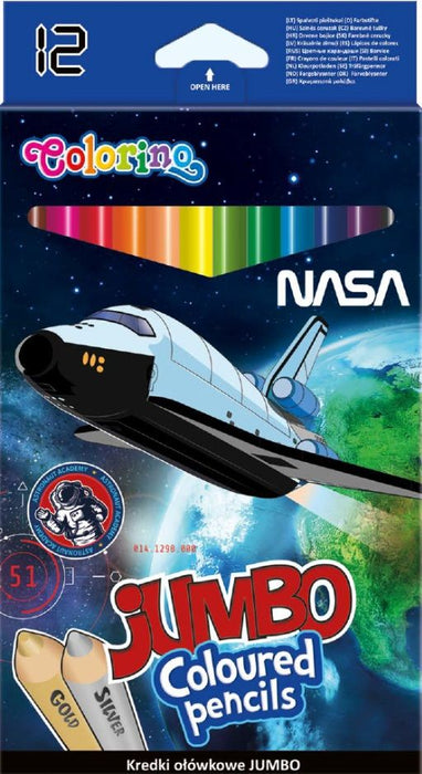 Цветни моливи Colorino - Jumbo Nasa, 12 цвята