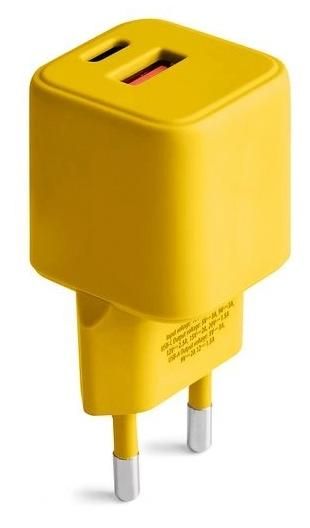 Зарядно устройство Colorum - CLS30-AC-05, 30W, USB-A/USB-C, жълто