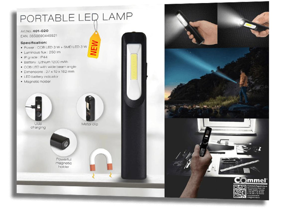 РАБОТНА ПРЕНОСИМА LED ЛАМПА 250LM COMMEL