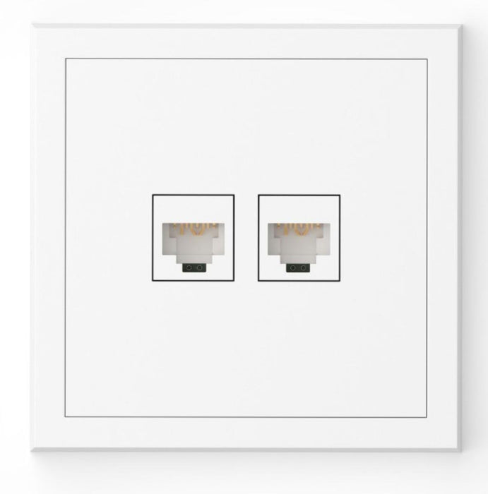 РОЗЕТКА 2XRJ45 UTP CAT.6 С РАМКА БЯЛА