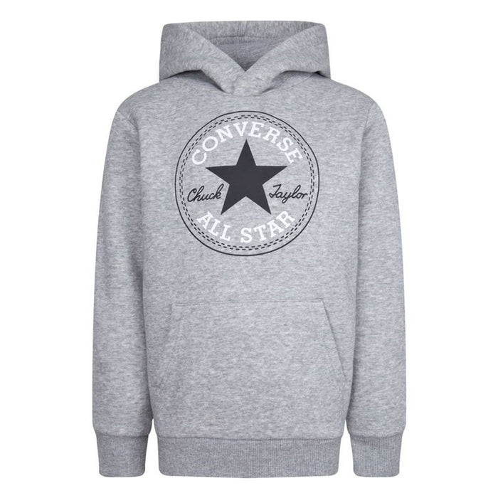 Детски суичър с качулка Converse Chuck Taylor Patch Core Светло сив