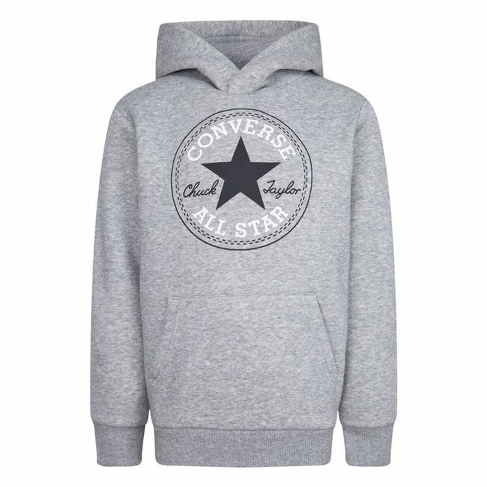 Детски суичър с качулка Converse Chuck Taylor Patch Core Светло сив