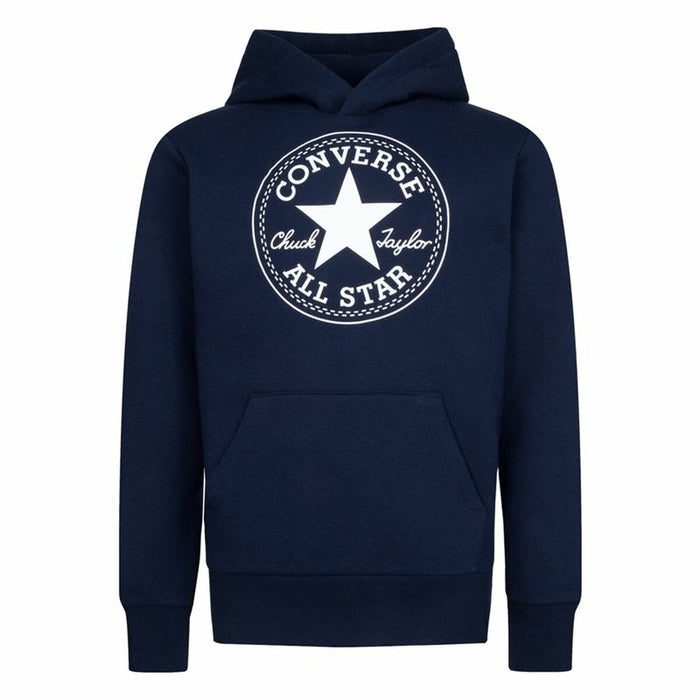 Детски суичър с качулка Converse Chuck Taylor Patch Core Морско син