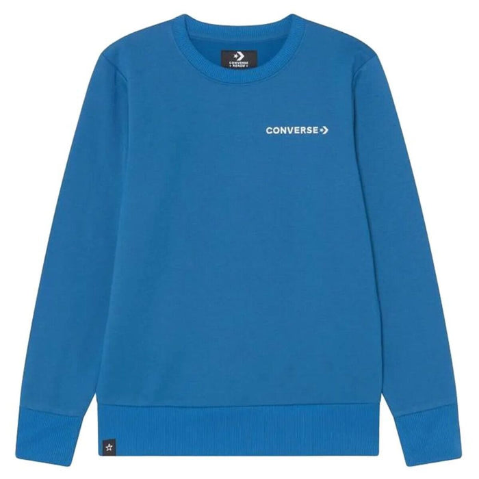 Детски суичър без качулка Converse WordMark Crew Син