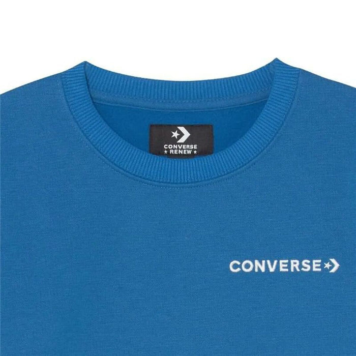 Детски суичър без качулка Converse WordMark Crew Син