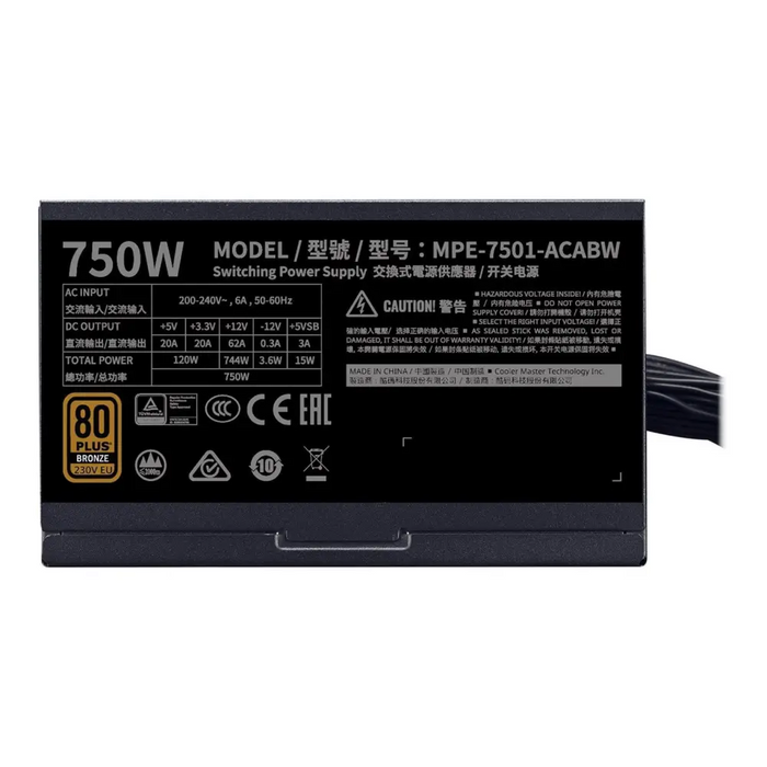 Cooler Master MWE 750 Bronze 230V V2 захранване 750 W