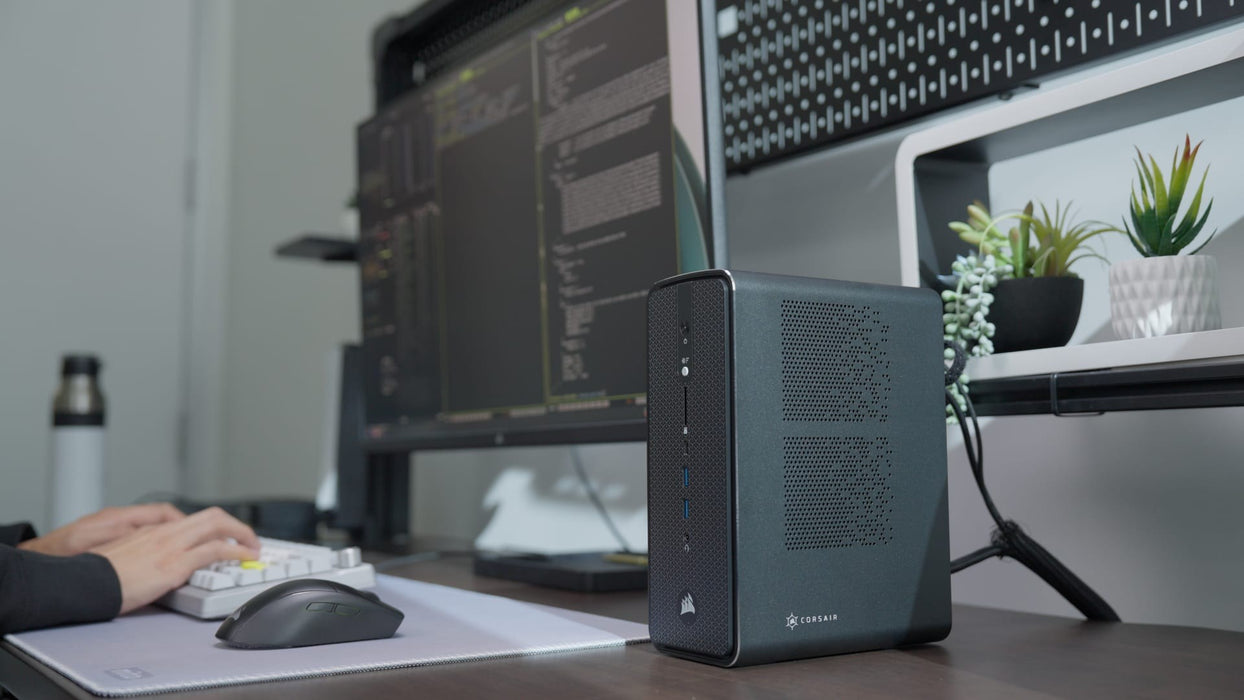 Corsair AI WORKSTATION 300 настолен компютър Copilot+ PC AMD Ryzen AI Max+ PRO 395 128 GB LPDDR5x-SDRAM 2x2 TB SSD Windows 11 Home SFF Черен