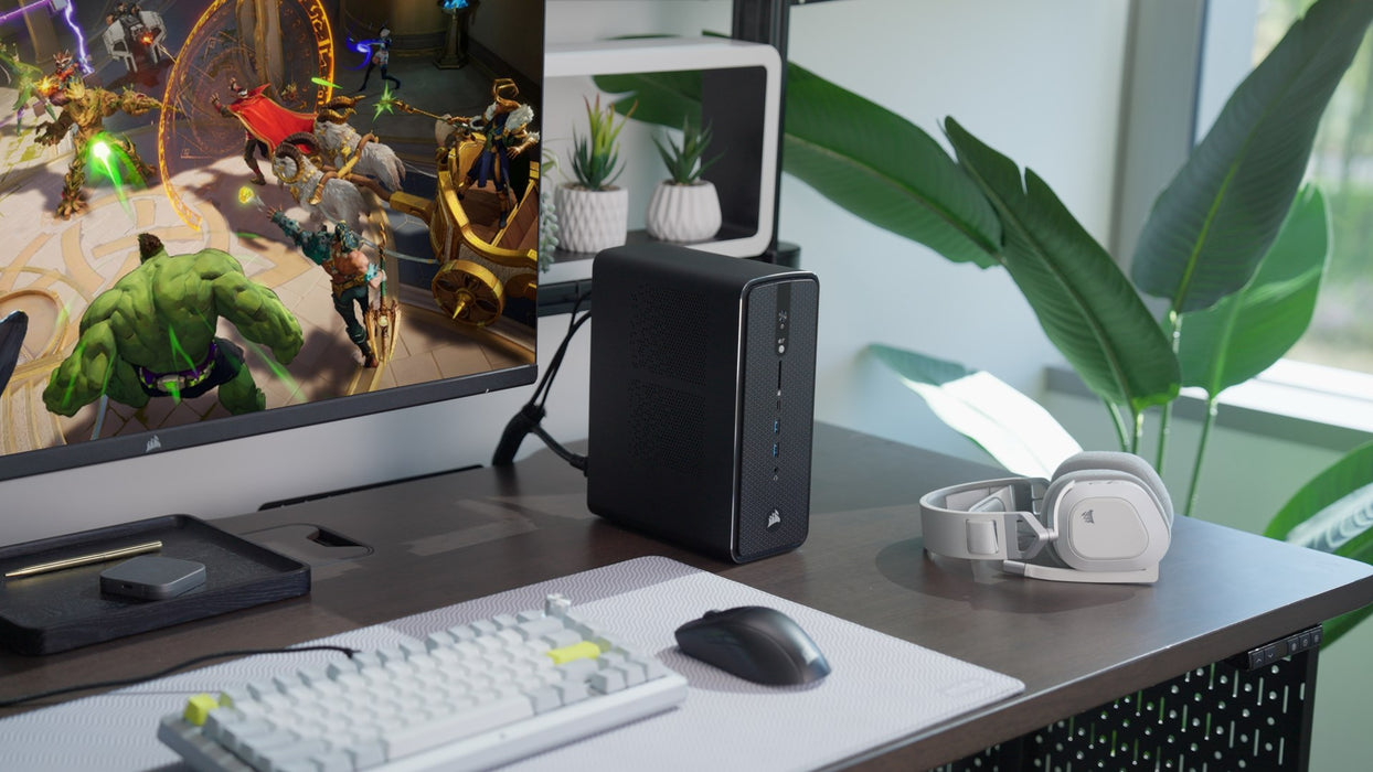 Corsair AI WORKSTATION 300 настолен компютър Copilot+ PC AMD Ryzen AI Max+ PRO 395 128 GB LPDDR5x-SDRAM 2x2 TB SSD Windows 11 Home SFF Черен