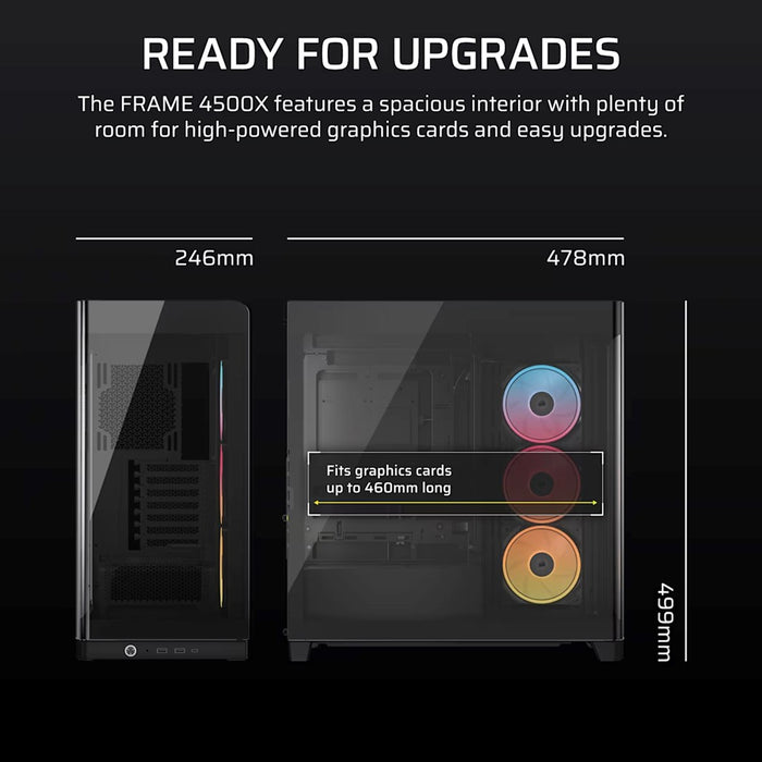 Corsair 4500X LX-R RGB закалено стъкло Mid-Tower, черен Midi Tower