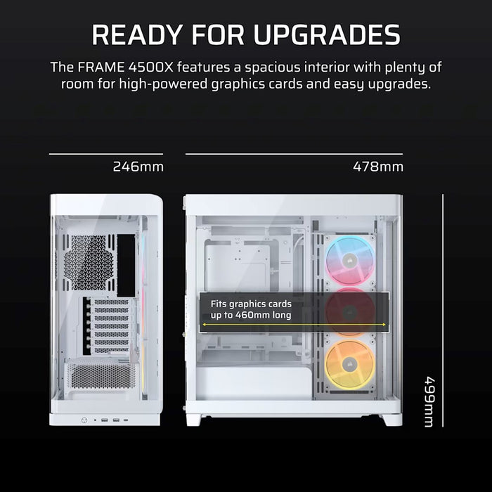 Corsair 4500X LX-R RGB закалено стъкло Mid-Tower, бял Midi Tower
