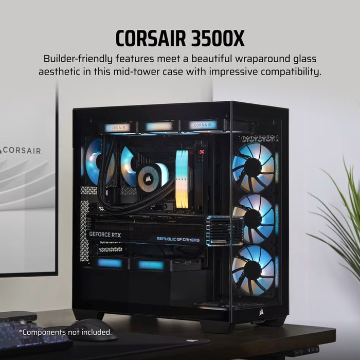 Кутия Corsair Midi Tower 3500X LXR LINK TG, черна