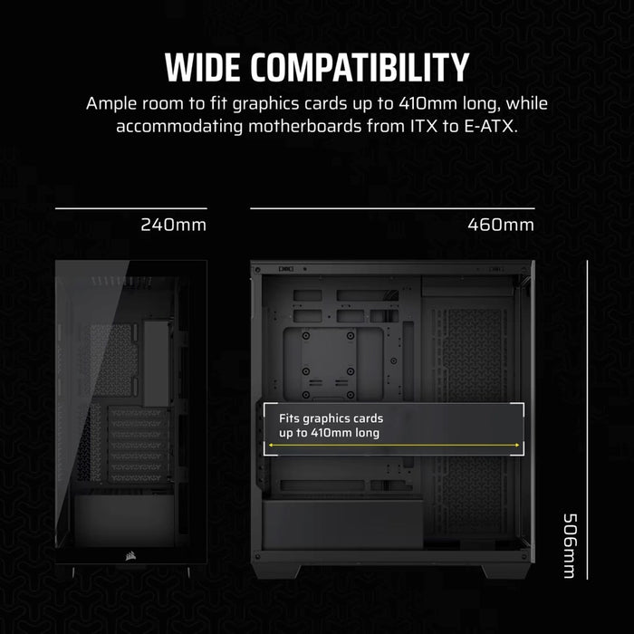Кутия Corsair Midi Tower 3500X LXR LINK TG, черна