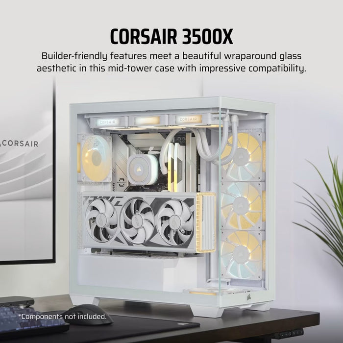 Кутия Corsair Midi Tower 3500X LXR LINK TG, бяла