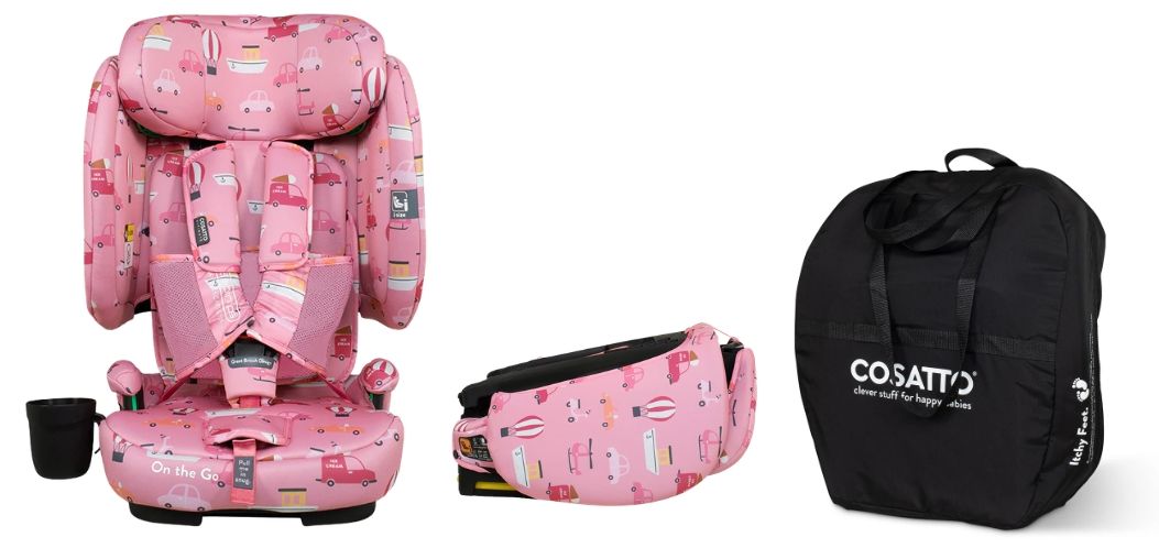 Стол за кола Cosatto - On The Go, IsoFix, i-Size, 76-150 cm, Itchy Feet Rosy