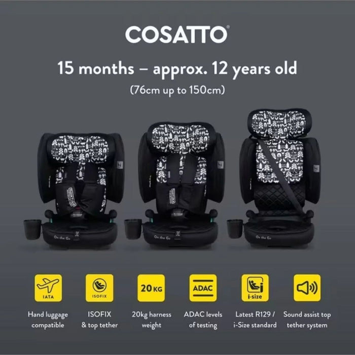 Стол за кола Cosatto - On The Go, IsoFix, i-Size, 76-150 cm, Silhouette