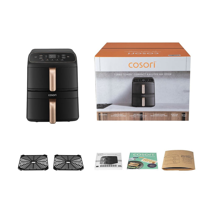 Фритюрник COSORI Turbo Tower Compact с горещ въздух 8,6 л, черен