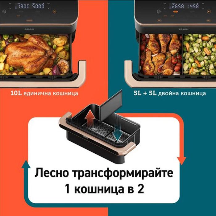 Фритюрник Cosori Dual Blaze TwinFry CAF-TF102S, 10 л