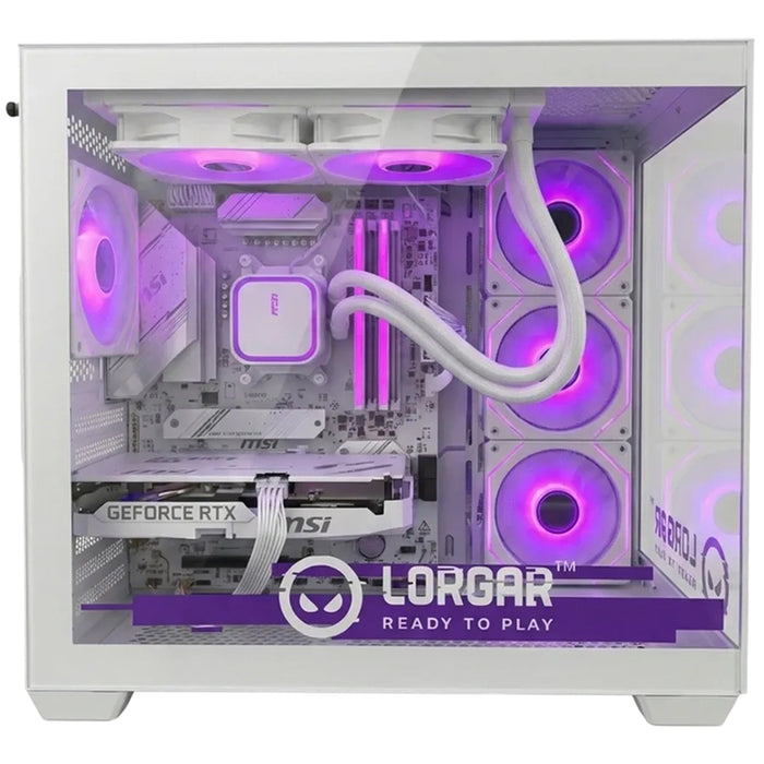 Гейминг настолен компютър LORGAR ADVANCED PCA201 WHITE AMD RYZEN 5 7500F, NVIDIA GEFORCE RTX5060 TI, RAM ПАМЕТ 16+16 GB, 6400 MHz