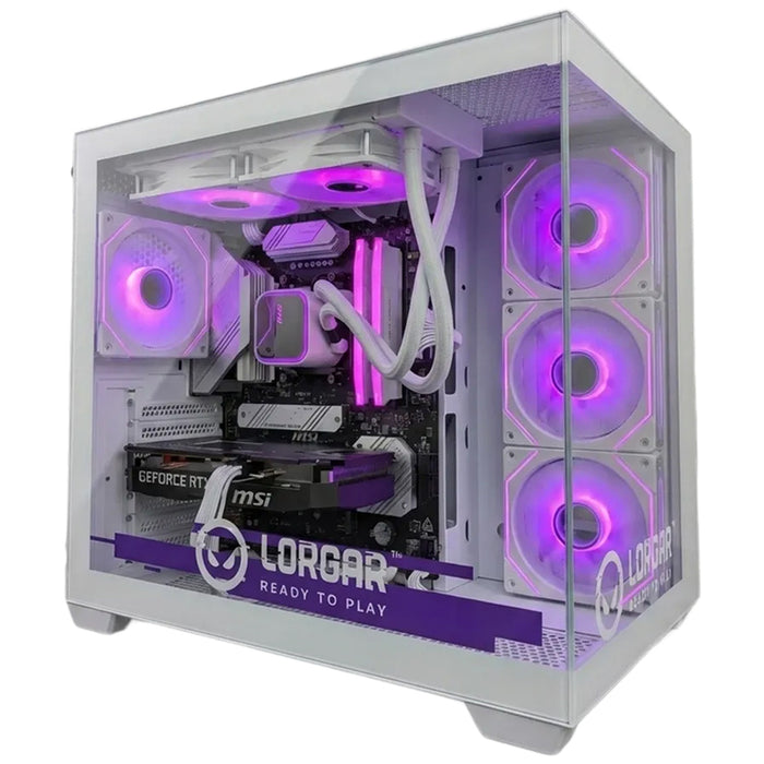 Гейминг настолен компютър LORGAR ADVANCED PCA201 WHITE AMD RYZEN 5 7500F, NVIDIA GEFORCE RTX5060 TI, RAM ПАМЕТ 16+16 GB, 6400 MHz