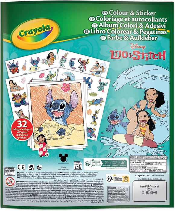Книжка за оцветяване Crayola - Lilo And Stitch, с 50 стикера