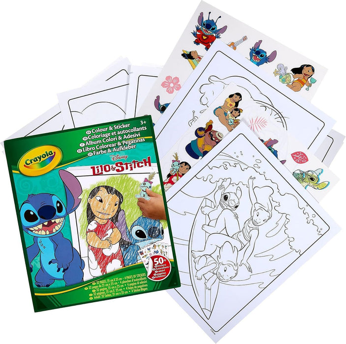 Книжка за оцветяване Crayola - Lilo And Stitch, с 50 стикера