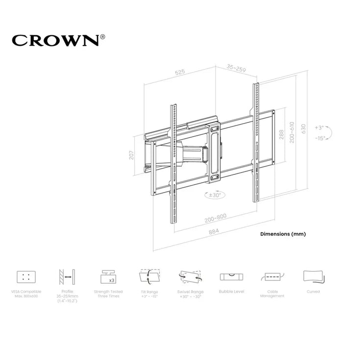 Стойка за телевизор Crown WM65K50100TL